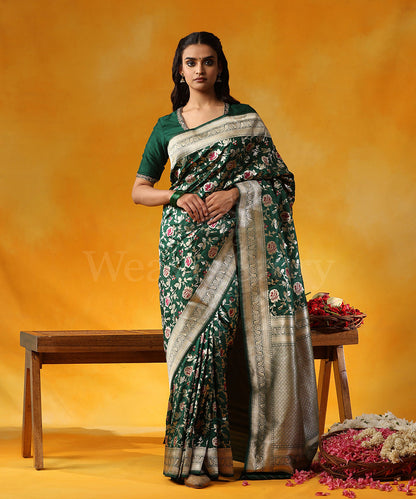 Green_Handloom_Pure_Katan_Silk_Banarasi_Saree_With_Allover_Rose_Jaal_And_Pink_Meena_WeaverStory_01