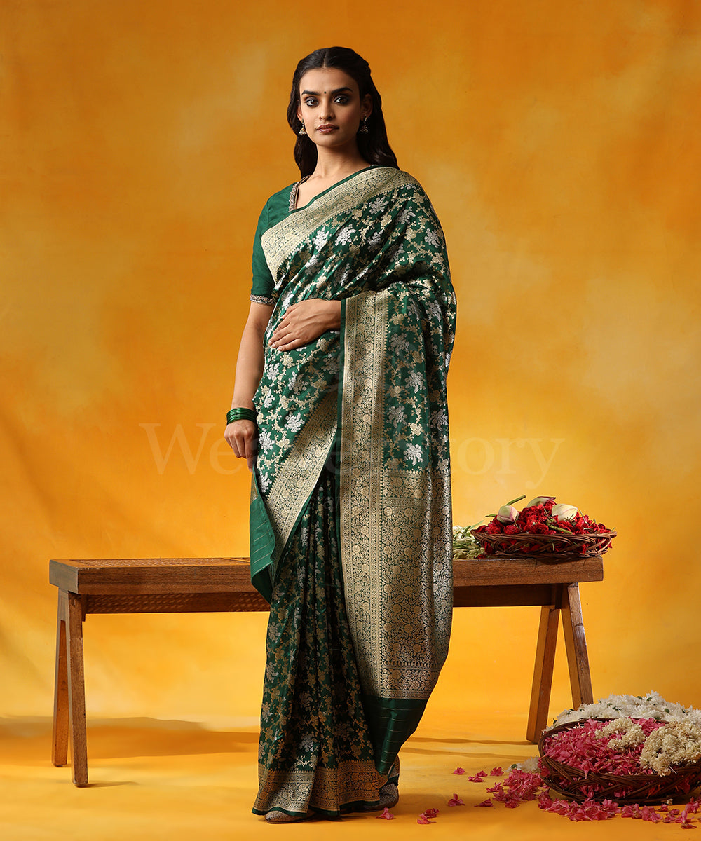 Handloom_Green_Pure_Katan_Silk_Banarasi_Saree_With_Cutwork_Alfi_Jaal_WeaverStory_01