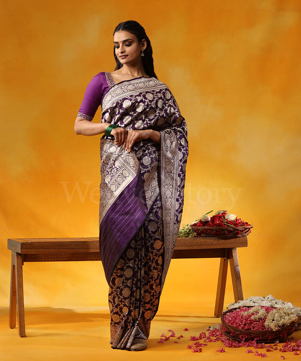 Handloom_Purple_Pure_Katan_Silk_Banarasi_Saree_With_Allover_Jaal_WeaverStory_01