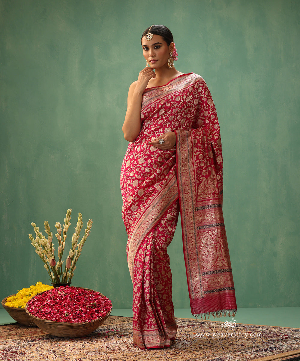 Hot-Pink-Handloom-Pure-Katan-Silk-Real-Zari-Banarasi-Saree-With-Konia_WeaverStory_02