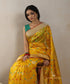Yellow_Handloom_Pure_Silk_Chanderi_Saree_With_Floral_Meena_Jaal_WeaverStory_01