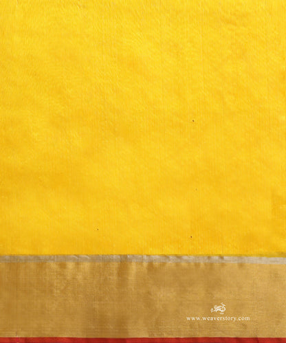 Yellow_Handloom_Pure_Silk_Chanderi_Saree_With_Floral_Meena_Jaal_WeaverStory_05