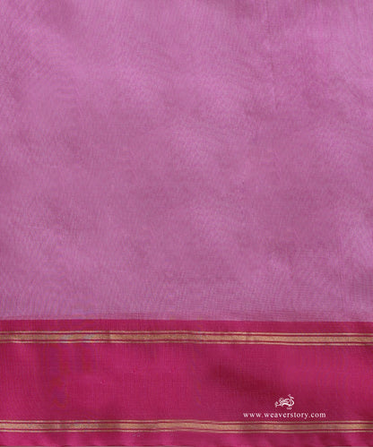 Light_Purple_Handloom_Pure_Silk_Chanderi_Saree_With_Gold_And_Silver_Boota_And_Pink_Border_WeaverStory_05