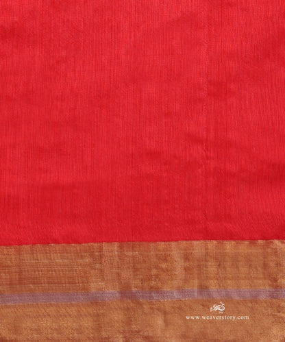 Handloom_Red_Pure_Silk_Chanderi_Saree_With_Silver_Flower_Bunch_WeaverStory_05