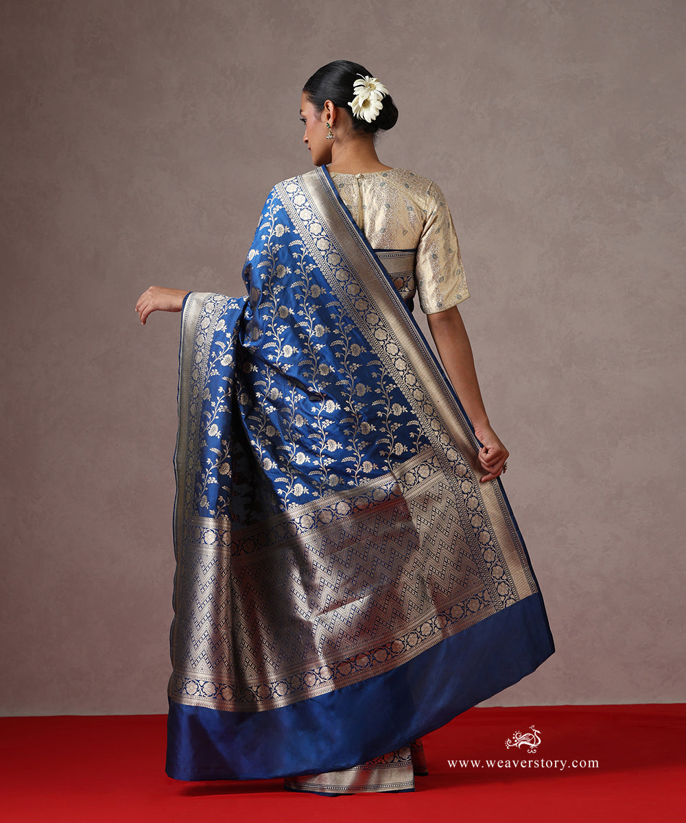 Cobalt_Blue_Handloom_Pure_Katan_Silk_Banarasi_Saree_With_Allover_Cutwork_Jaal_WeaverStory_03