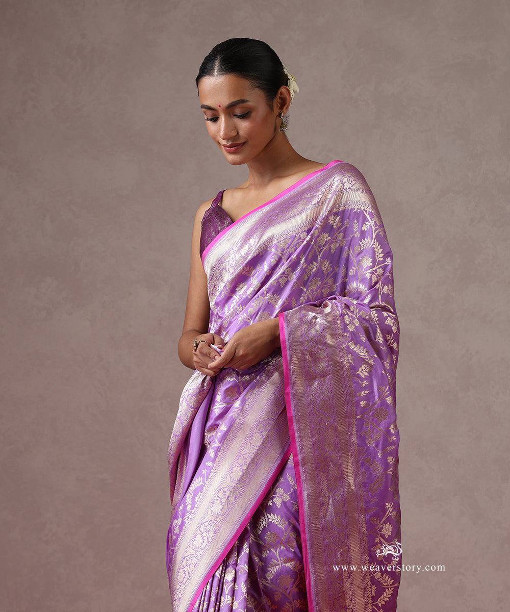 Handloom_Purple_Pure_Katan_Silk_Banarasi_Saree_With_Cutwork_Jaal_And_Pink_Selvedge_WeaverStory_01