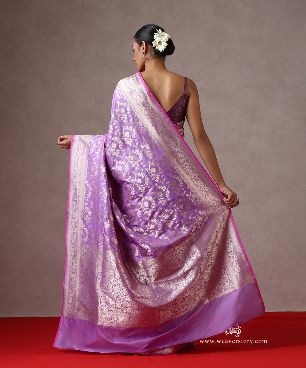 Handloom_Purple_Pure_Katan_Silk_Banarasi_Saree_With_Cutwork_Jaal_And_Pink_Selvedge_WeaverStory_03