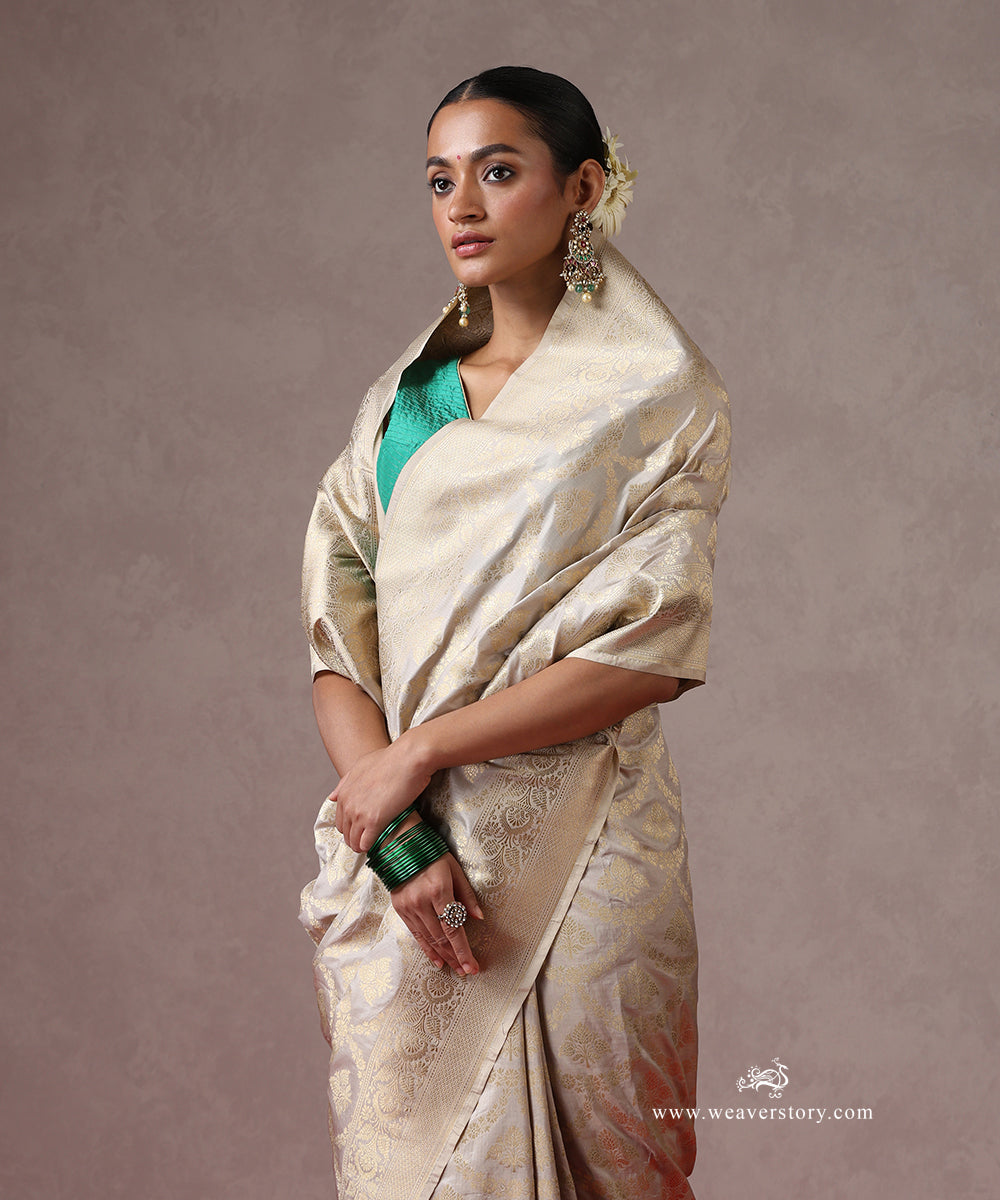 Handloom_Beige_Pure_Katan_Silk_Banarasi_Saree_With_Cutwork_Floral_Jaal_WeaverStory_01