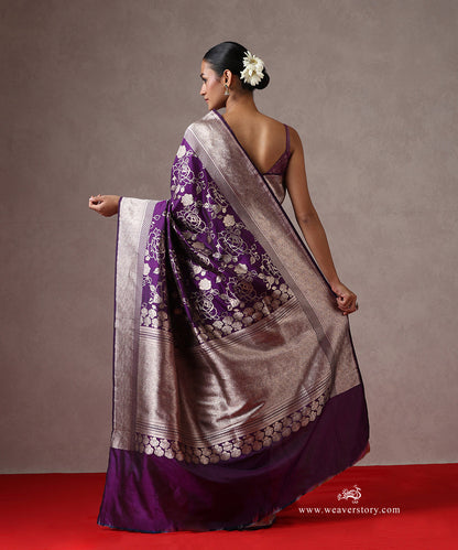 Handloom_Purple_Pure_Katan_Silk_Banarasi_Saree_With_Cutwork_Floral_Jaal_WeaverStory_03