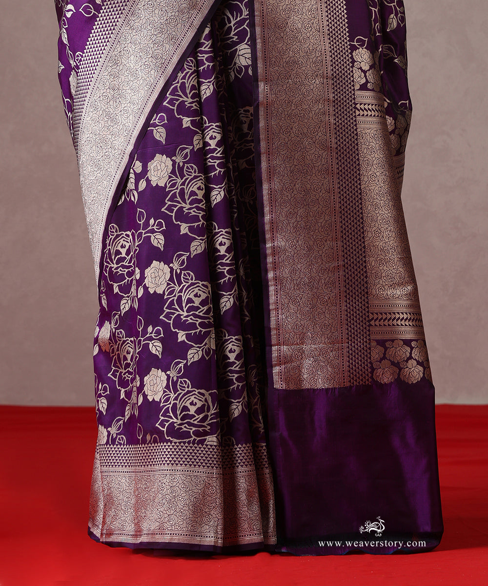 Handloom_Purple_Pure_Katan_Silk_Banarasi_Saree_With_Cutwork_Floral_Jaal_WeaverStory_04