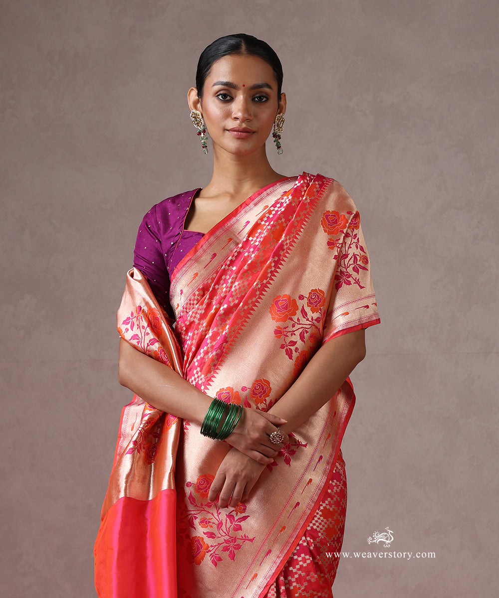 Pink_Handloom_Pure_Katan_Silk_Banarasi_Patola_Saree_With_Paithani_Border_And_Pallu_WeaverStory_01