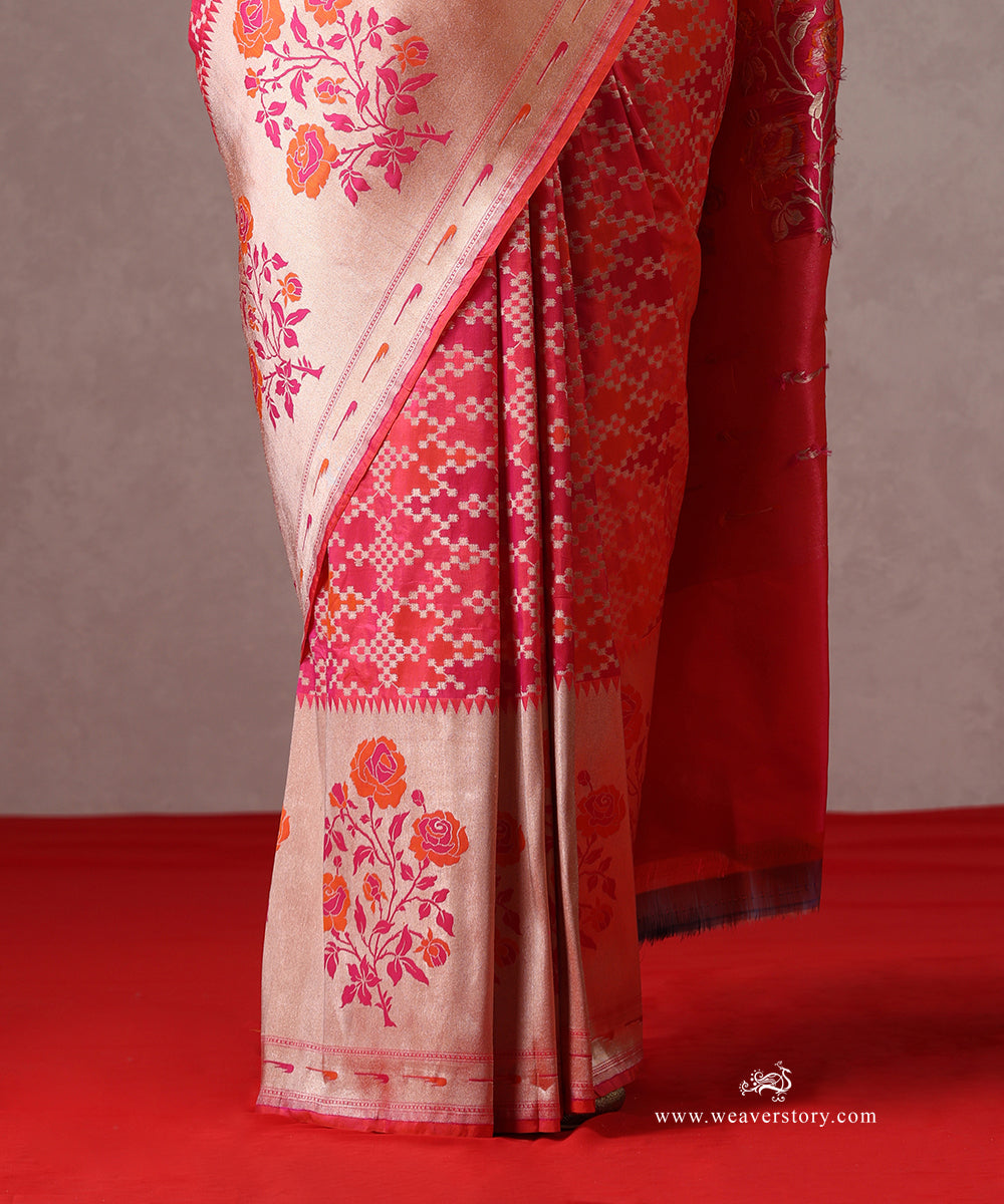 Pink_Handloom_Pure_Katan_Silk_Banarasi_Patola_Saree_With_Paithani_Border_And_Pallu_WeaverStory_04