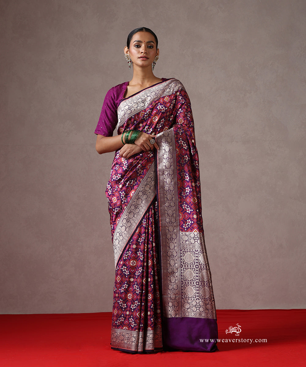 Handloom_Purple_Pure_Katan_Silk_Banarasi_Patola_Saree_WeaverStory_02