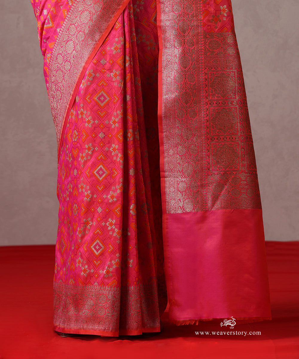 Pink_Handloom_Pure_Katan_Silk_Banarasi_Patola_Saree_WeaverStory_04