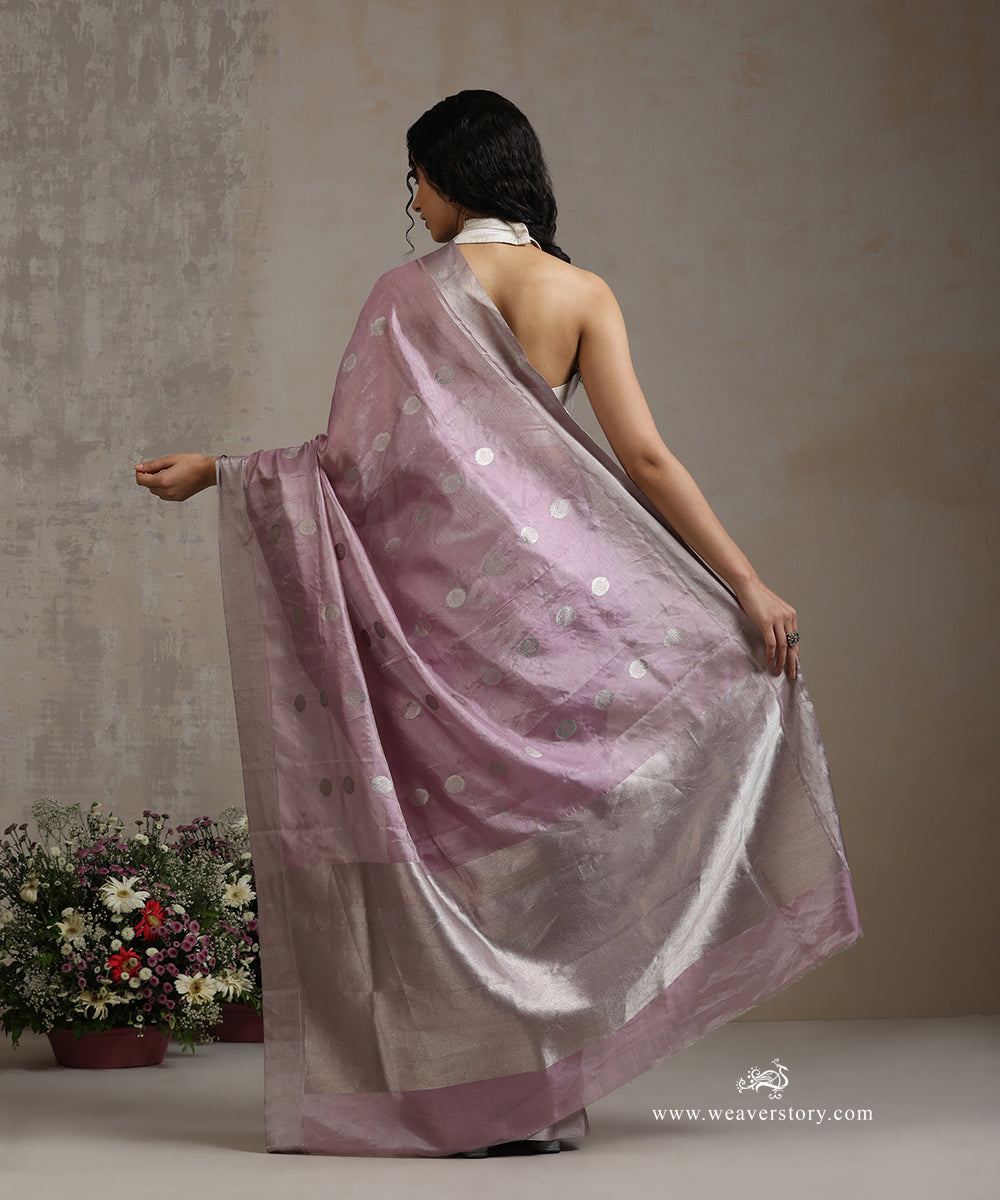 Mauve_Handloom_Pure_Tissue_Silk_Chanderi_Saree_With_Small_Silver_Lotus_WeaverStory_03