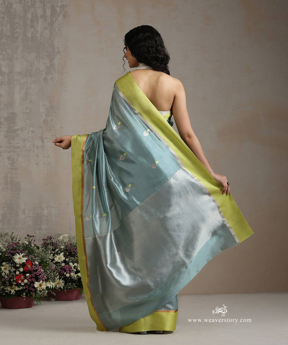 Handloom_Ice_Blue_Pure_Silk_Chanderi_Saree_With_Flower_Boota_And_Lemon_Mashroo_Border_WeaverStory_03