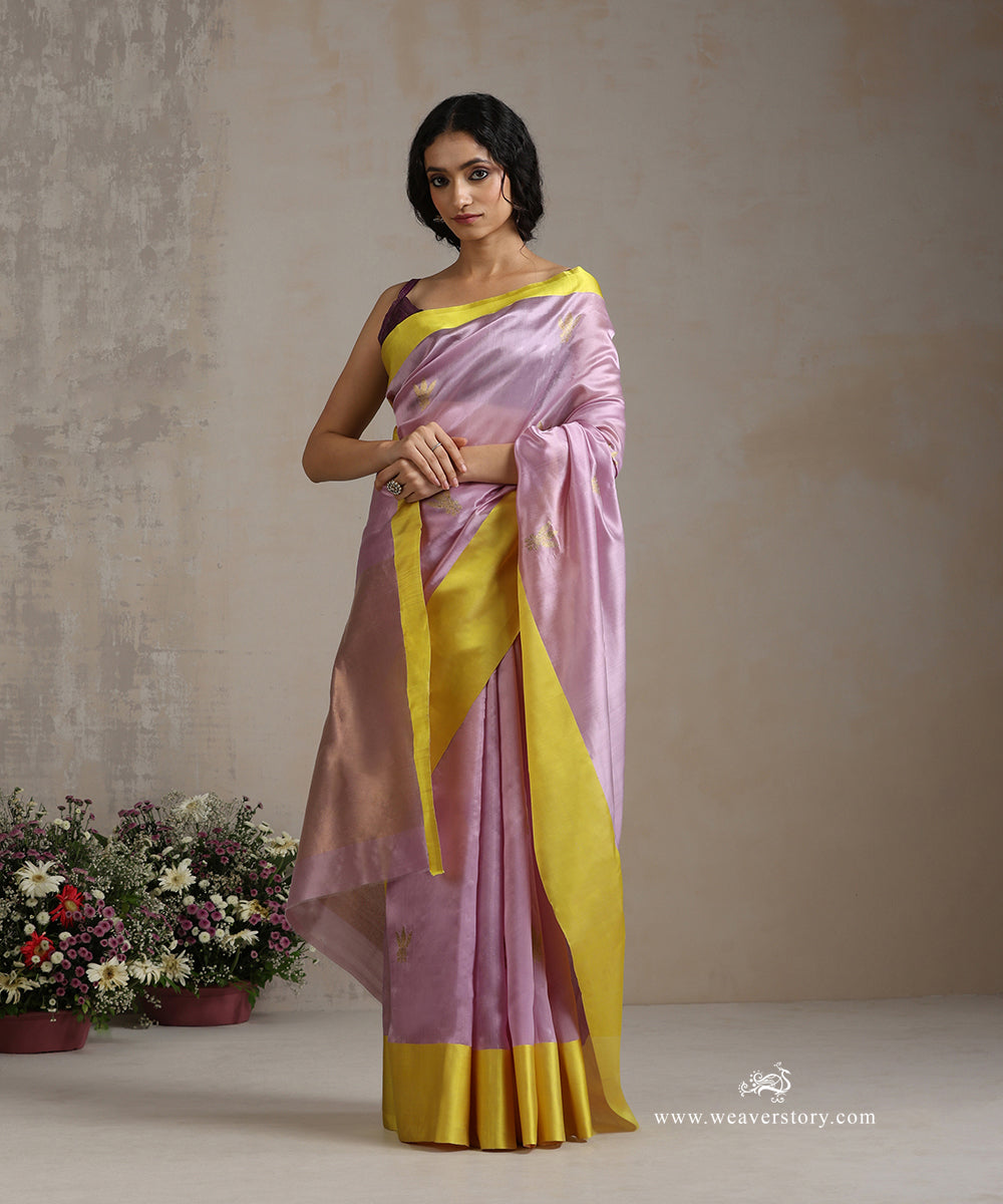 Mauve_Handloom_Pure_Silk_Chanderi_Saree_With_Gold_Zari_Flower_Boota_And_Lemon_Mashroo_Border_WeaverStory_02