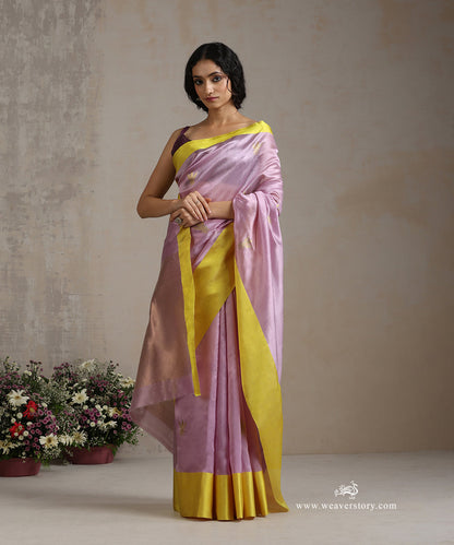 Mauve_Handloom_Pure_Silk_Chanderi_Saree_With_Gold_Zari_Flower_Boota_And_Lemon_Mashroo_Border_WeaverStory_02