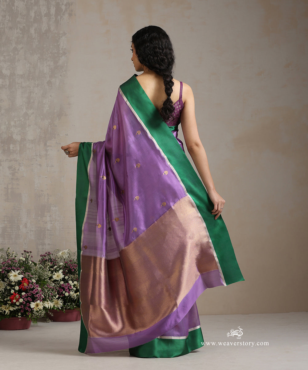 Lavender_Handloom_Pure_Silk_Chanderi_Saree_With_Small_Motif_And_Green_Mashroo_Border_WeaverStory_03