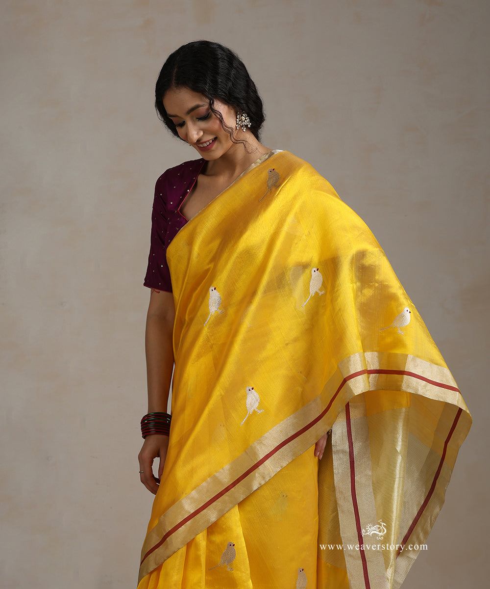 Yellow_Handloom_Pure_Silk_Chanderi_Saree_With_Bird_Motifs_And_Meena_WeaverStory_01