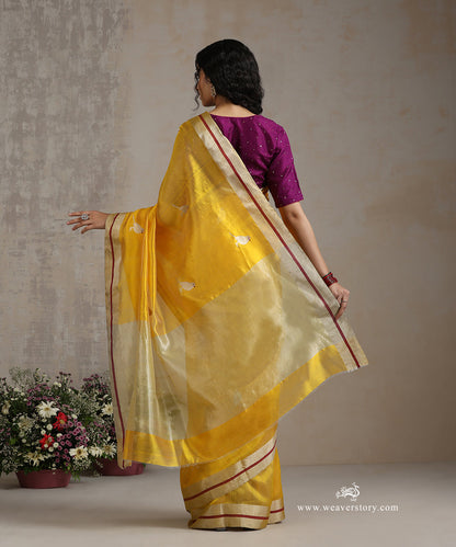 Yellow_Handloom_Pure_Silk_Chanderi_Saree_With_Bird_Motifs_And_Meena_WeaverStory_03