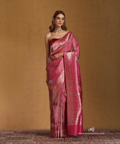 Handloom_Magenta_Pure_Katan_Silk_Banarasi_Saree_With_Digital_Print_WeaverStory_01