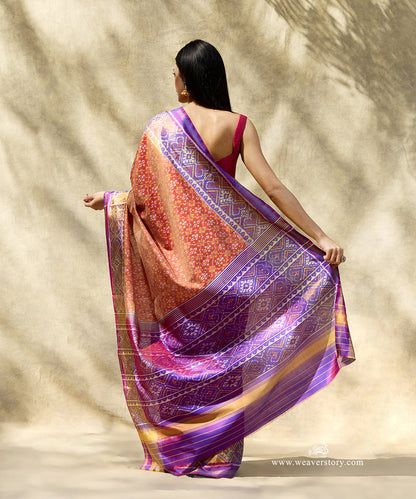 Handloom_Rust_And_Purple_Pure_Mulberry_Silk_Ikat_Patola_Saree_With_Gold_Tissue_Border_WeaverStory_03