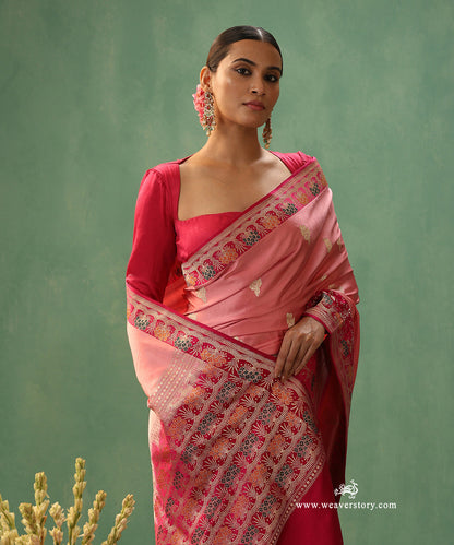 Handloom_Baby_Pink_Satin_Silk_Kadhwa_Banarasi_Saree_With_Dark_Pink_Meenakari_Border_WeaverStory_01