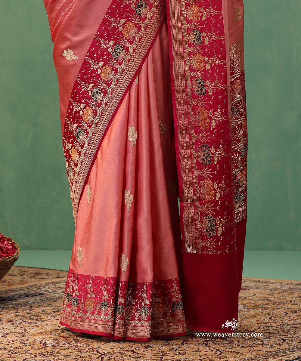 Handloom_Baby_Pink_Satin_Silk_Kadhwa_Banarasi_Saree_With_Dark_Pink_Meenakari_Border_WeaverStory_04