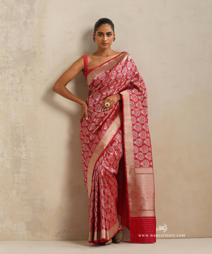 Handloom_Pink_Pure_Katan_Silk_Kimkhab_Shikargah_Banarasi_Saree_With_Deer_Motifs_WeaverStory_02