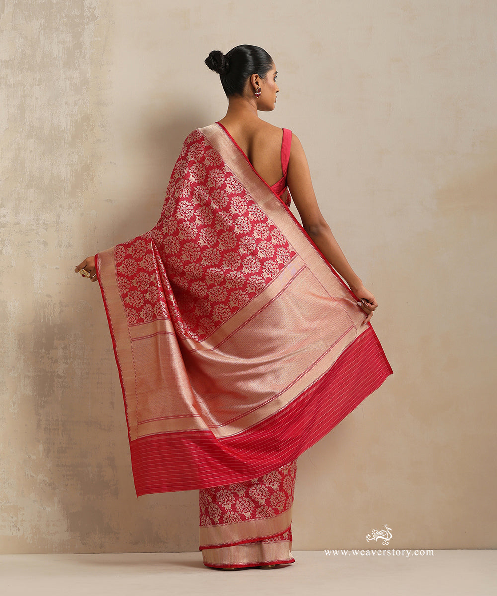 Handloom_Pink_Pure_Katan_Silk_Kimkhab_Shikargah_Banarasi_Saree_With_Deer_Motifs_WeaverStory_03