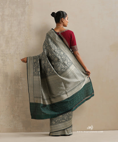 Handloom_Dark_Green_Pure_Katan_Silk_Kimkhab_Shikargah_Banarasi_Saree_WeaverStory_03