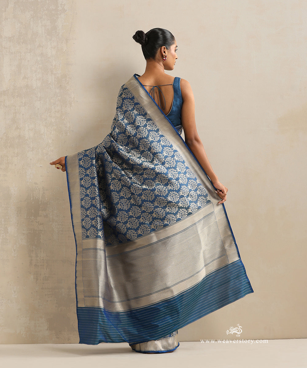 Handloom_Teal_Katan_Silk_Kimkhab_Shikargah_Banarasi_Saree_With_Deer_Motifs_WeaverStory_03