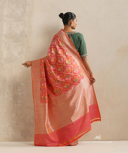 Handloom_Peach_Pure_Katan_Silk_Banarasi_Saree_With_Cutwork_Tilfi_Meena_Rose_Bunches_WeaverStory_03