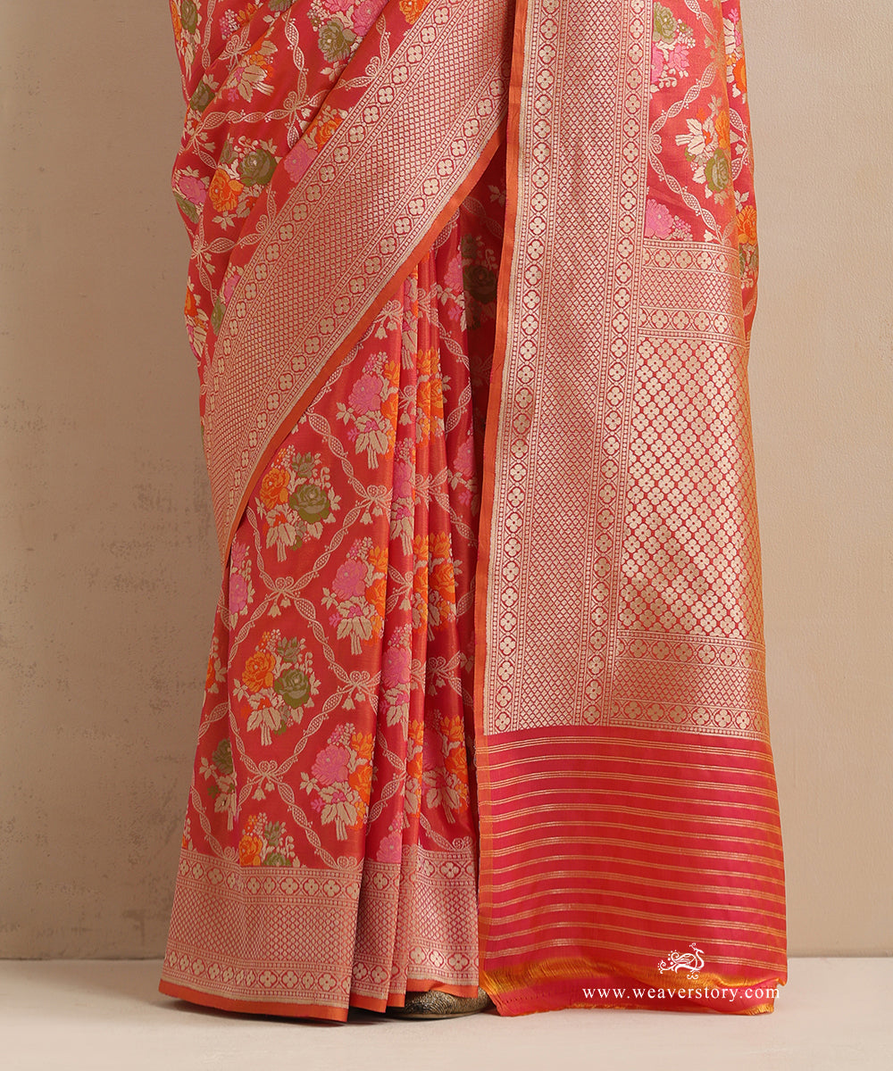 Handloom_Peach_Pure_Katan_Silk_Banarasi_Saree_With_Cutwork_Tilfi_Meena_Rose_Bunches_WeaverStory_04