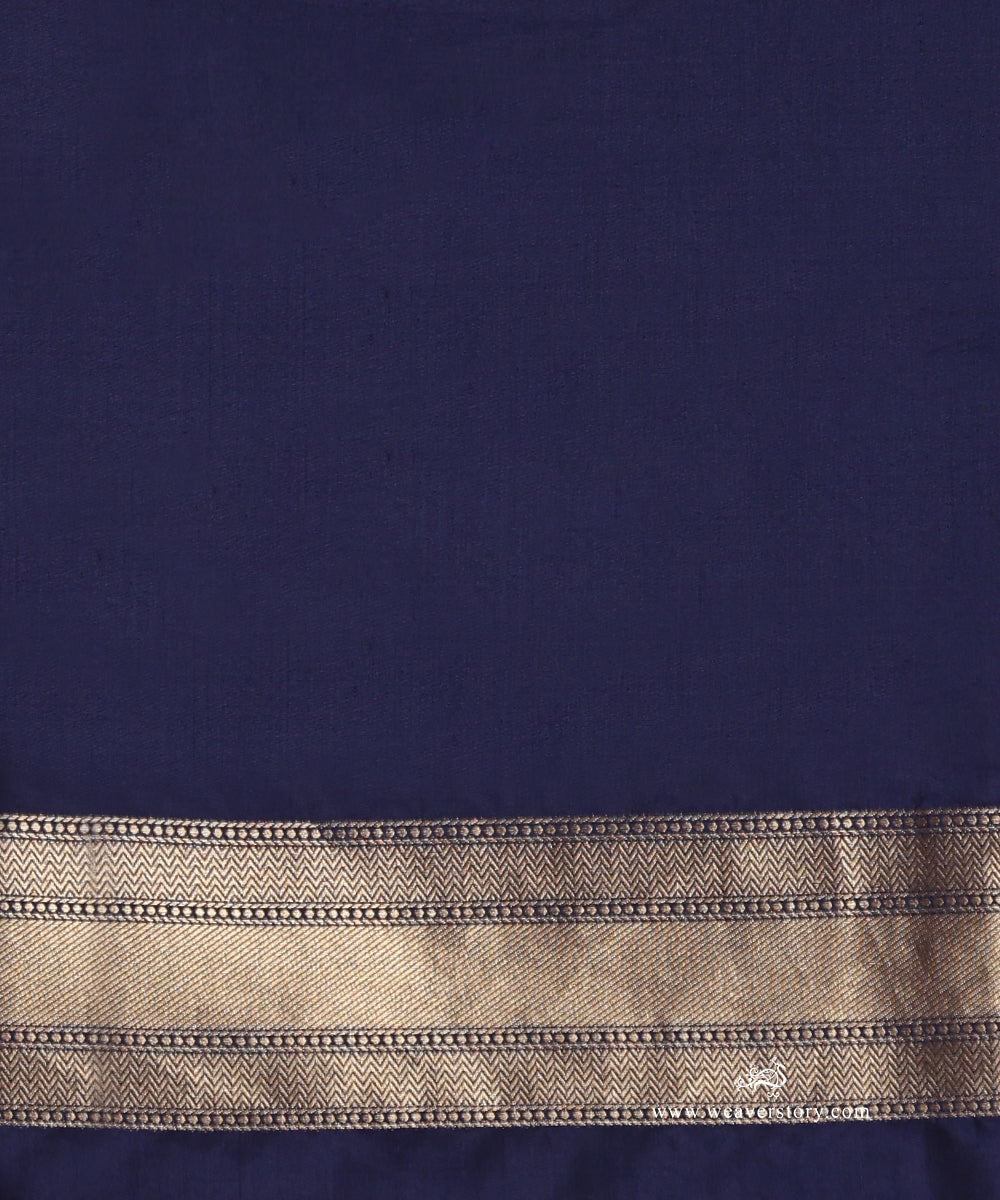 Blue_Handloom_Pure_Katan_Silk_Zari_Tanchoi_Banarasi_Saree_With_Small_Paisley_WeaverStory_05