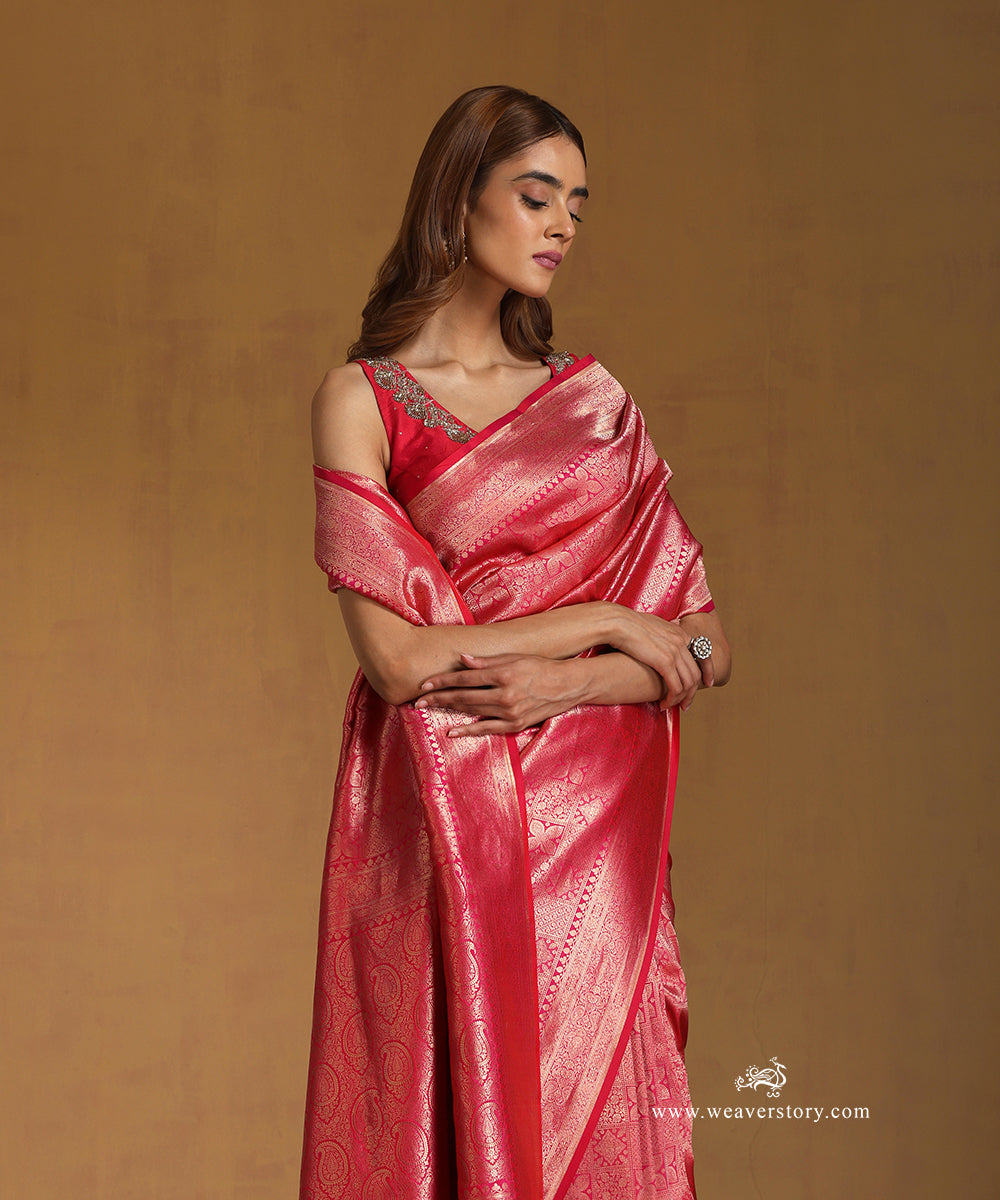 Handloom_Pink_Pure_Katan_Silk_Zari_Tanchoi_Banarasi_Saree_WeaverStory_02