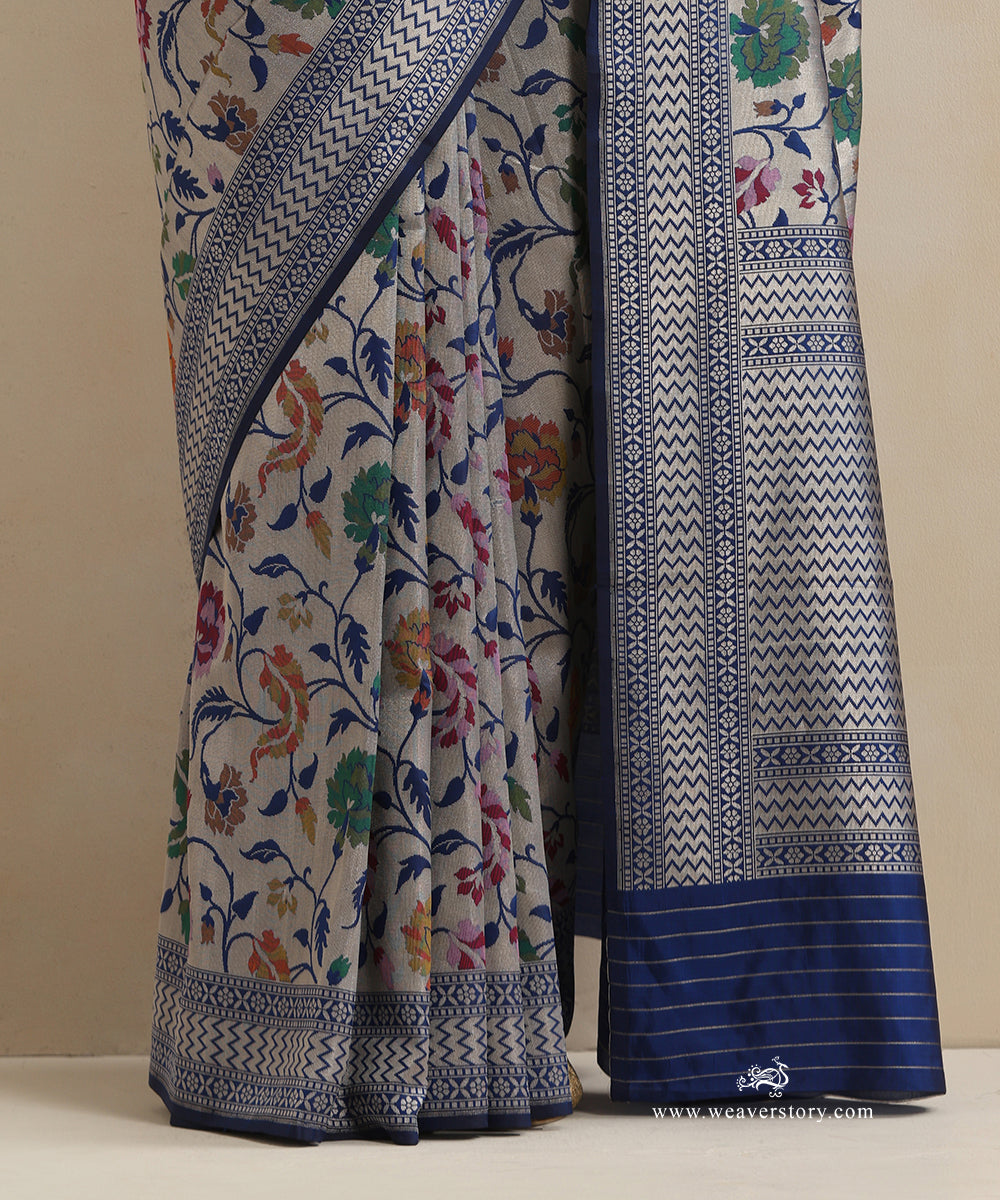 Cobalt_Blue_Handloom_Pure_Katan_Silk_Kimkhab_Banarasi_Saree_With_Floral_Jaal_WeaverStory_04