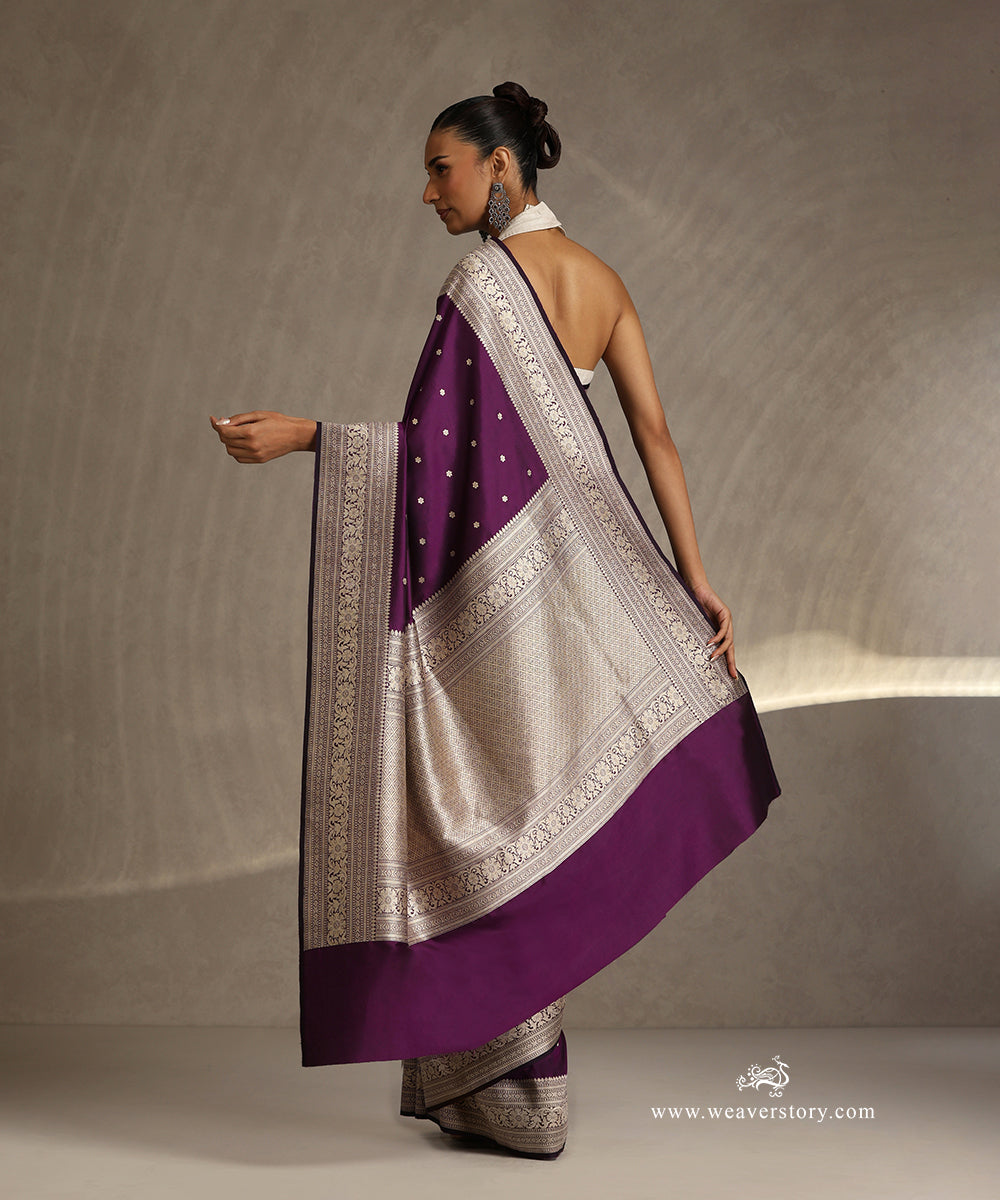 Purple_Handloom_Pure_Katan_Silk_Banarasi_Saree_Kadhwa_Chameli_Boota_WeaverStory_03