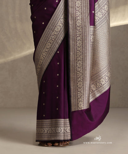 Purple_Handloom_Pure_Katan_Silk_Banarasi_Saree_Kadhwa_Chameli_Boota_WeaverStory_04