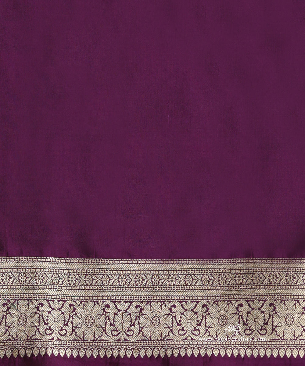 Purple_Handloom_Pure_Katan_Silk_Banarasi_Saree_Kadhwa_Chameli_Boota_WeaverStory_05