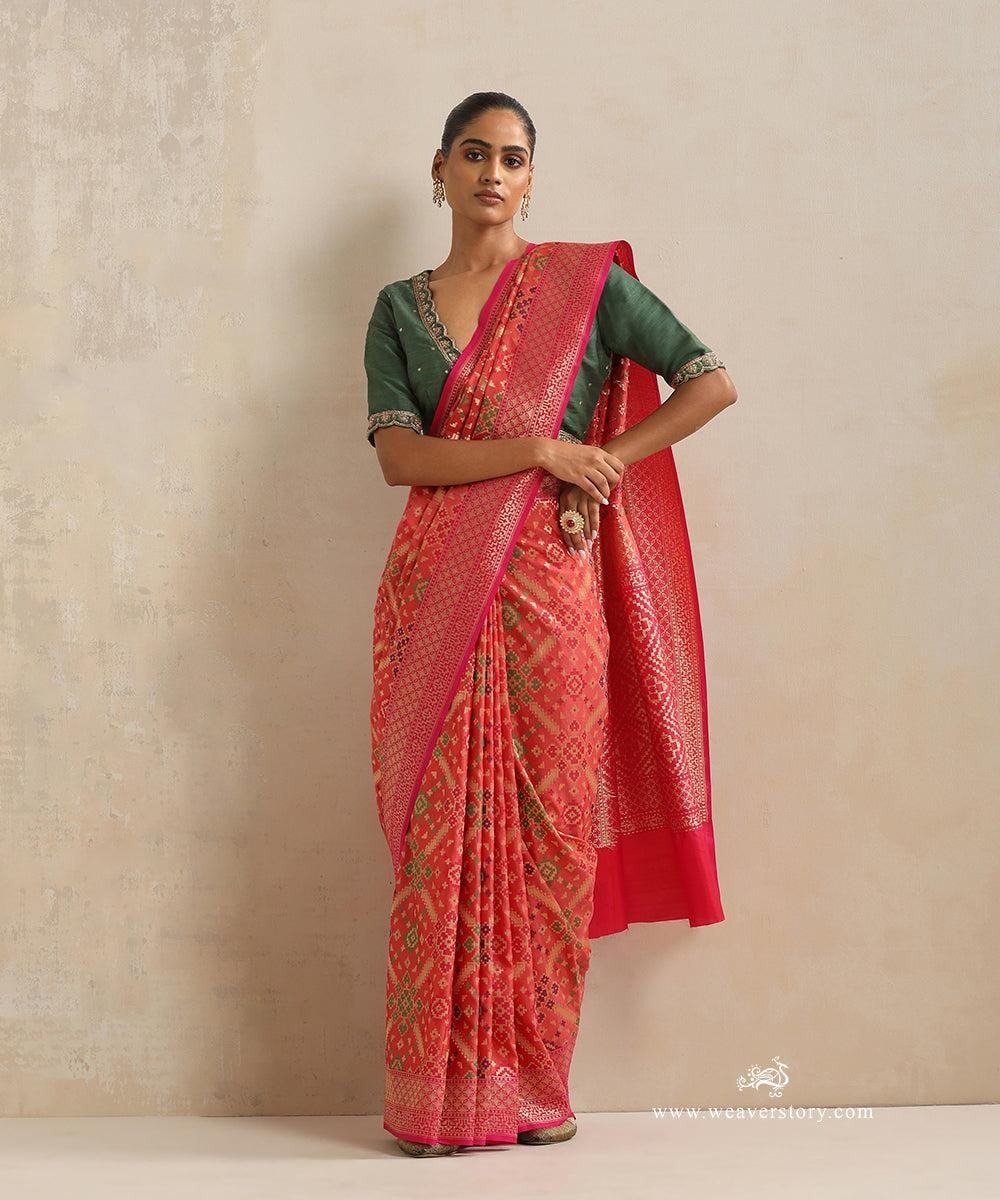 Handloom_Peach_Pure_Katan_Silk_Banarasi_Patola_Saree_WeaverStory_02