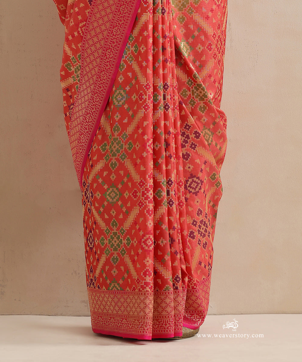 Handloom_Peach_Pure_Katan_Silk_Banarasi_Patola_Saree_WeaverStory_04