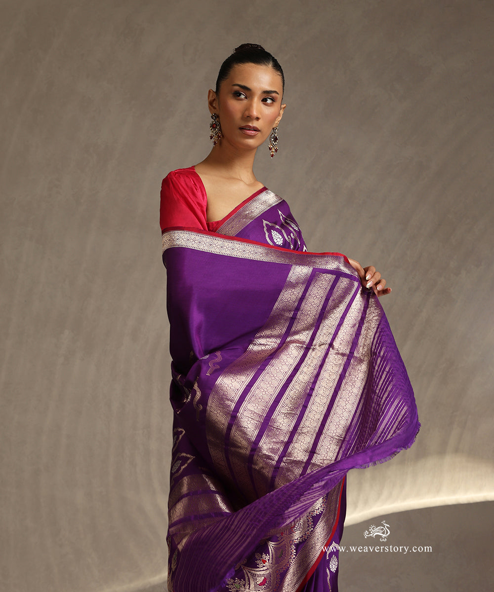 Purple_Handloom_Pure_Katan_Silk_Kadhwa_Banarasi_Saree_With_Fancy_Meenakari_Border_WeaverStory_01