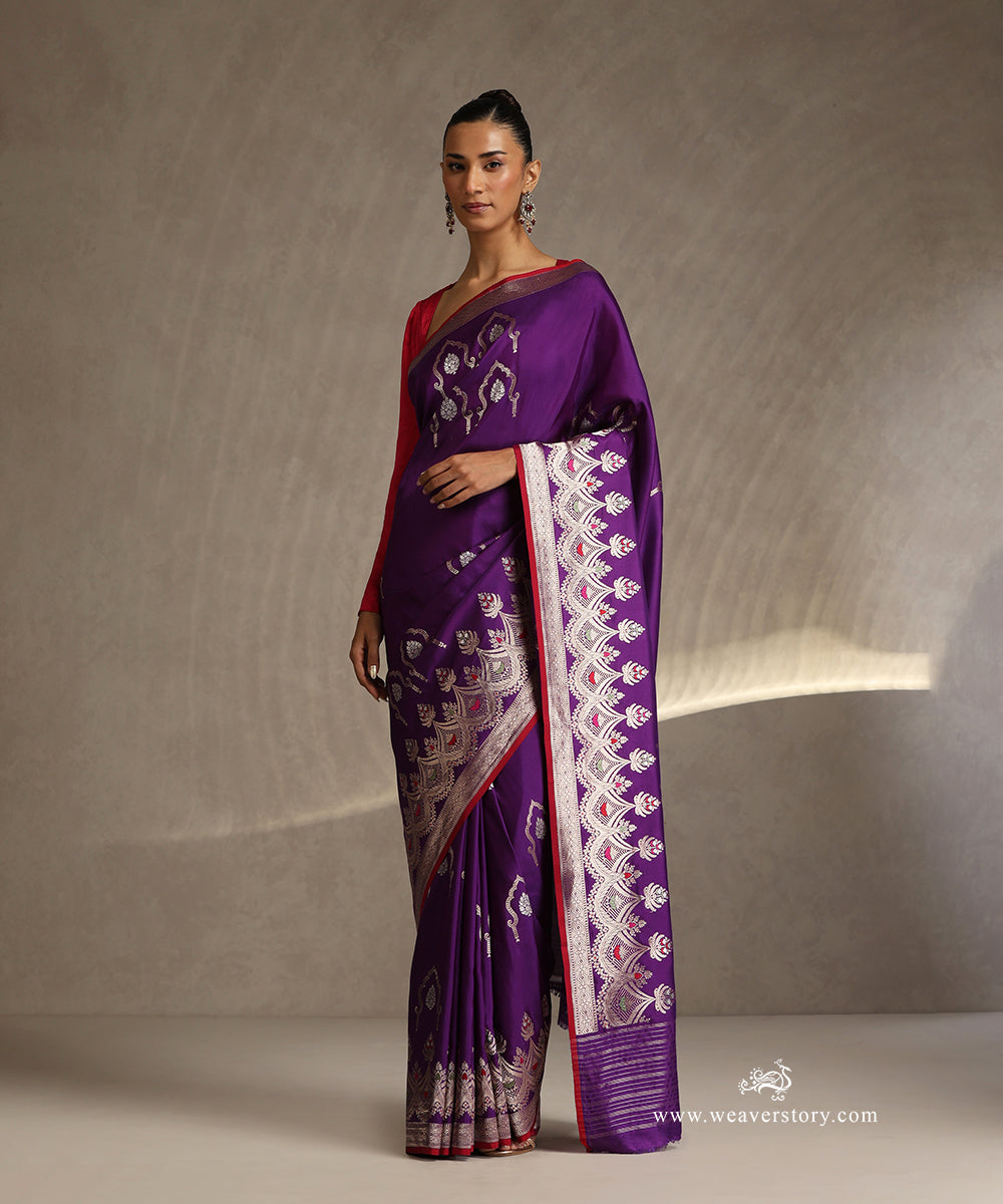 Purple_Handloom_Pure_Katan_Silk_Kadhwa_Banarasi_Saree_With_Fancy_Meenakari_Border_WeaverStory_02