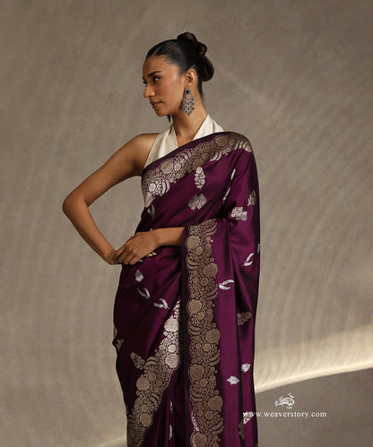 Handloom_Purple_Pure_Katan_Silk_Banarasi_Saree_With_Small_Boota_And_Floral_Bel_Border_WeaverStory_01