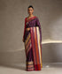 Purple_Handloom_Pure_Katan_Silk_Banarasi_Saree_With_Gold_And_Silver_Stripes_Bel_And_Big_Meenakari_Border_WeaverStory_02