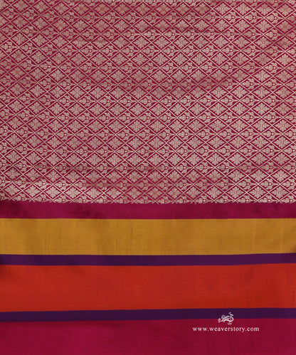 Purple_Handloom_Pure_Katan_Silk_Banarasi_Saree_With_Gold_And_Silver_Stripes_Bel_And_Big_Meenakari_Border_WeaverStory_05