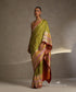 Handloom_Green_Pure_Katan_Silk_Banarasi_Saree_With_Gold_And_Silver_Strip_Bel_And_Big_Meenakari_Border_WeaverStory_02