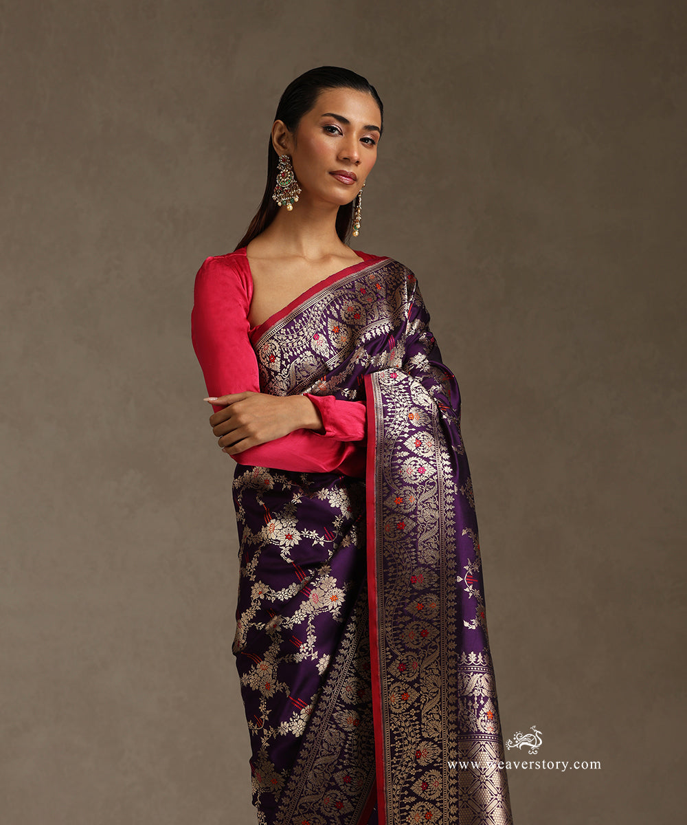 Handloom_Purple_Pure_Katan_Silk_Kadhwa_Banarasi_With_Sona_Rupa_Jaal_And_Meenakari_WeaverStory_01